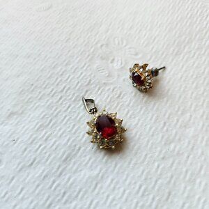 Ruby Topaz odd size pair earring